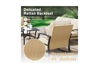 Aecojoy Outdoor Patio Furniture Set with Rocking Chair, 4 Piece Rattan Conversation Bistro Set with Coffee Table