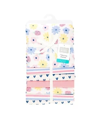 Hudson Baby Infant Girls Cotton Flannel Receiving Blankets 7-Pack Bundle, Flowers And Strawberries, One Size