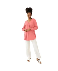 ellos Women's V-Neck Inverted Pleat Tunic