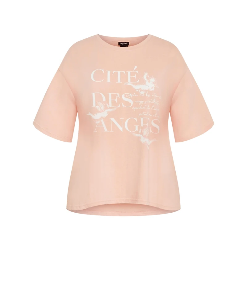 City Chic Women's Oversized Angels Tee