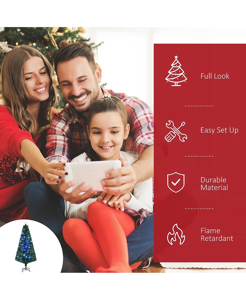 6' Pre-Lit Artificial Christmas Tree Led Lights Fiber Optic Decorations Top Star