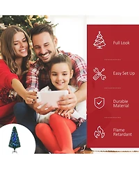 6' Pre-Lit Artificial Christmas Tree Led Lights Fiber Optic Decorations Top Star