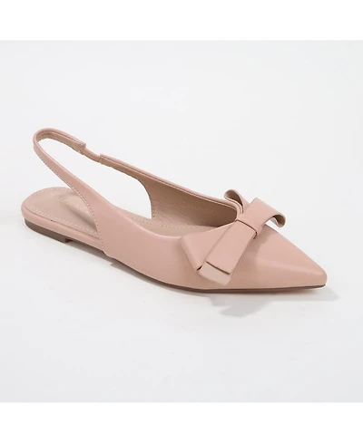 Berness Cinnamon Slingback Flats with Asymmetrical Bow