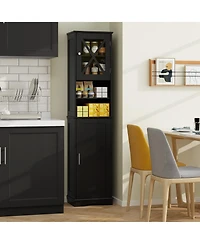 Tall Freestanding Bathroom Storage Cabinet with 5 Adjustable Shelves