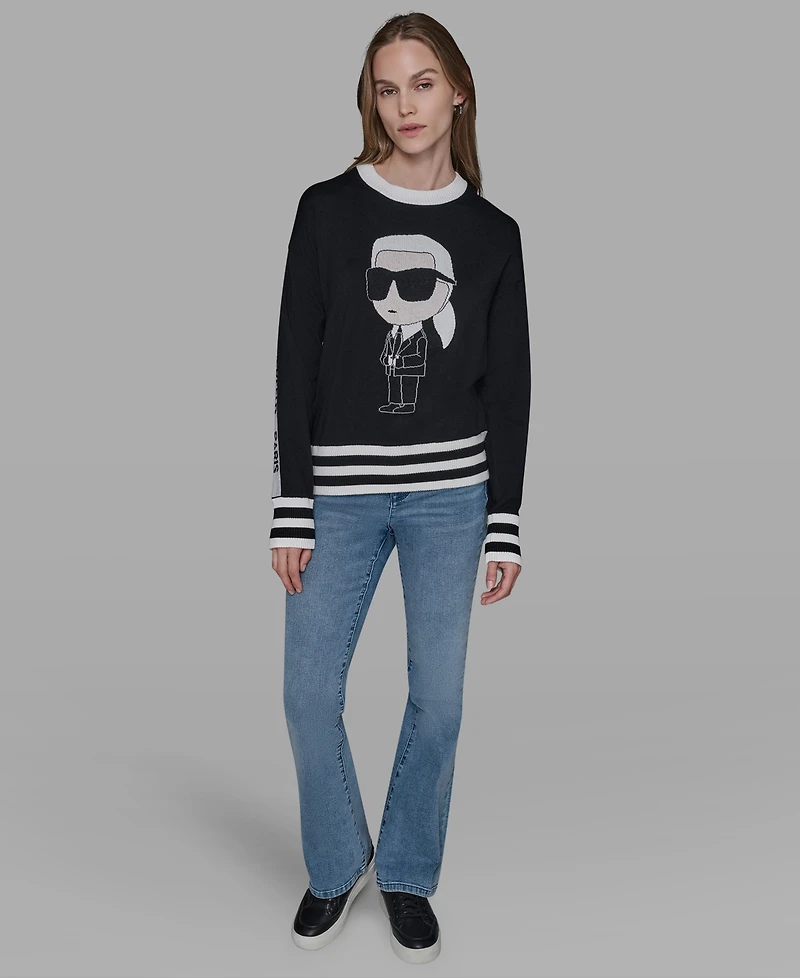 Karl Lagerfeld Paris Women's Emoji Crewneck Sweater