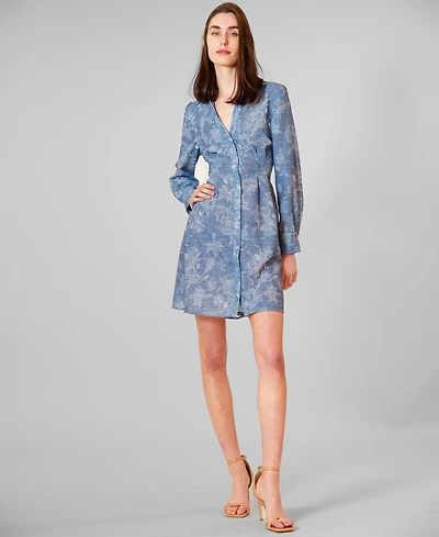 julia jordan Women's Long-Sleeve V-Neck Short Dress