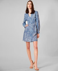 julia jordan Women's Long-Sleeve V-Neck Short Dress