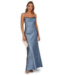 Adrianna Women's Cowl Neck Foiled Long Dress
