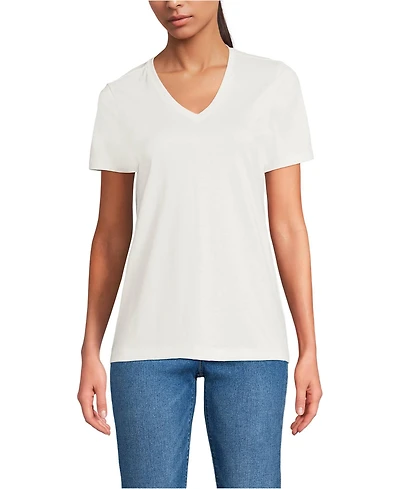 Lands' End Women's Tall Relaxed Supima Cotton V-Neck T-Shirt