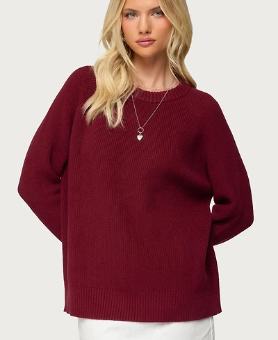 Edikted Women's Lavonne Oversized Knit Raglan Sweater