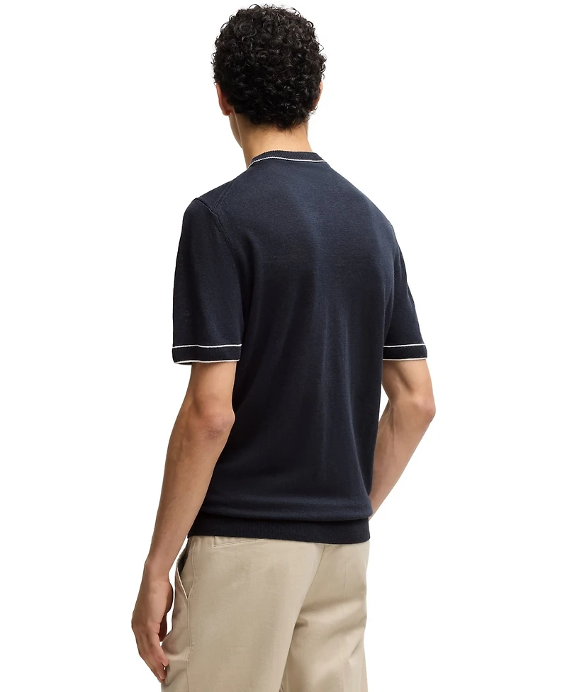 Boss by Hugo Men's Linen-Blend Knit Sweatshirt