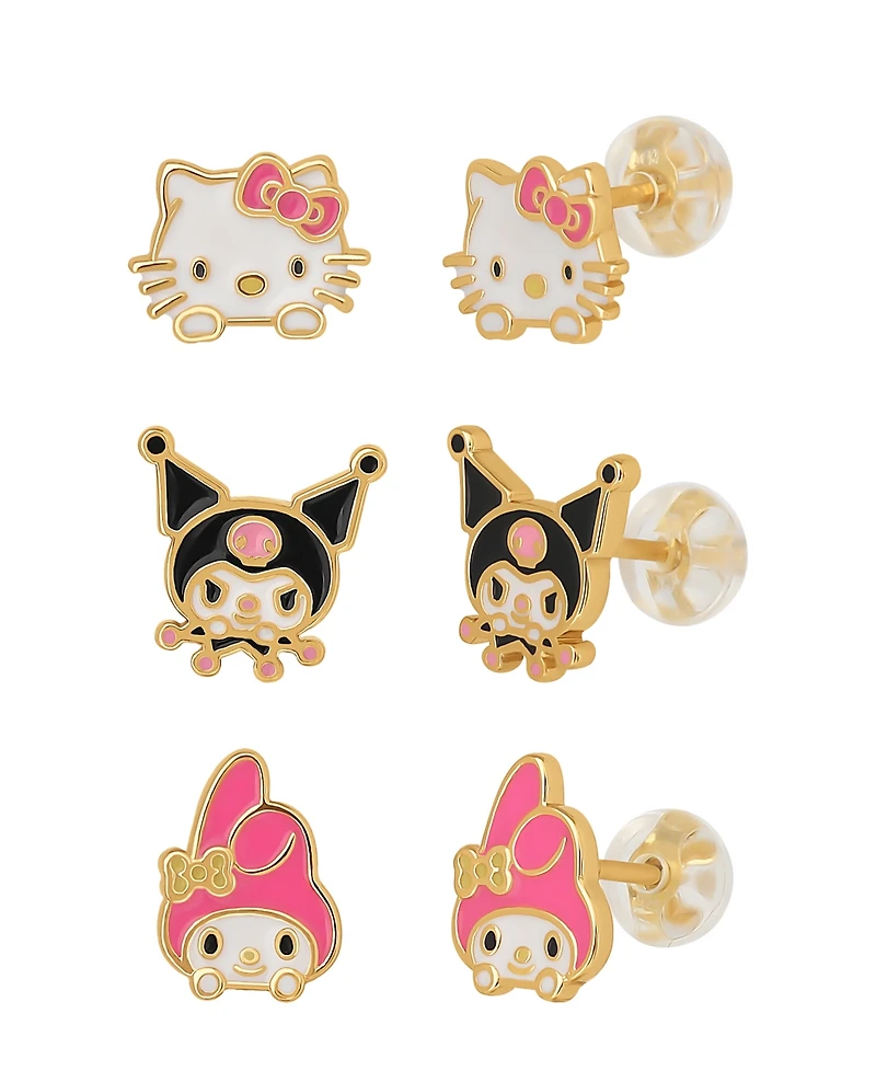 Macy's 3-Pc. Friends Earrings Set in 18K Yellow Gold Over Sterling Silver