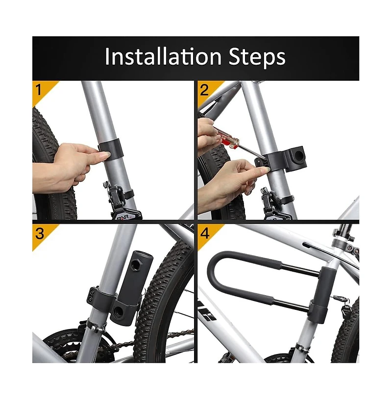 Batfox Heavy Duty Bicycle U-Lock, 16mm Shackle and 4ft/6ft Security Cable & Mounting Bracket for Bike, Motorcycle