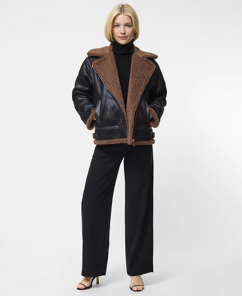 French Connection Women's Collared Faux Suede Zip-Up Jacket