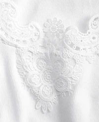 On 34th Women's Knit Short-Sleeve Lace-Inset Top, Macy's Exclusive
