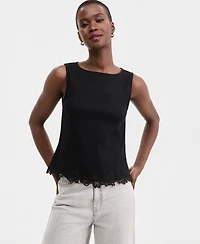 On 34th Women's Knit Sleeveless Boat-Neck Lace Top, Macy's Exclusive