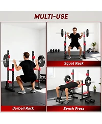 Soozier Adjustable Squat Rack, 660lbs Heavy Duty Barbell Rack,