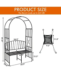 Steel Garden Arch with 2-Seat Bench