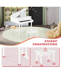 Sugift 30-Key Kids Piano Keyboard Toy With Bench Piano Lid And Music Rack.