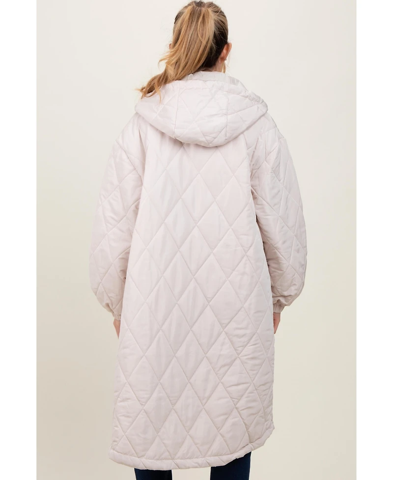 Pinkblush Maternity Olive Quilted Long Puffer Jacket