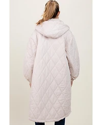 Pinkblush Maternity Olive Quilted Long Puffer Jacket