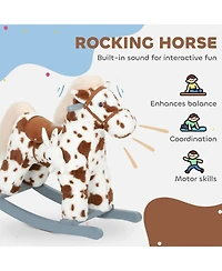 Qaba Rocking Horse, Horse Rocker with Rabbit Toy and Realistic Sound