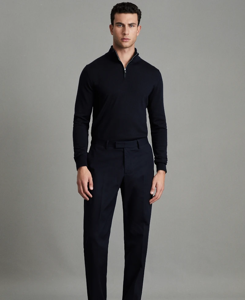 Reiss Men's Merino Wool Half-Zip Funnel Neck Sweater