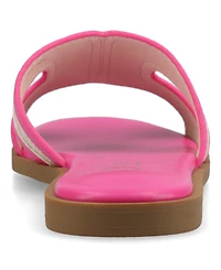 Journee Collection Womens Primah "H" Band Medium and Wide Width Slip On Flat Sandals