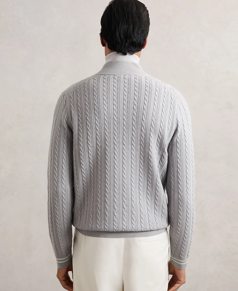 Reiss Men's Half-Zip Cable-Knit Wool Sweater