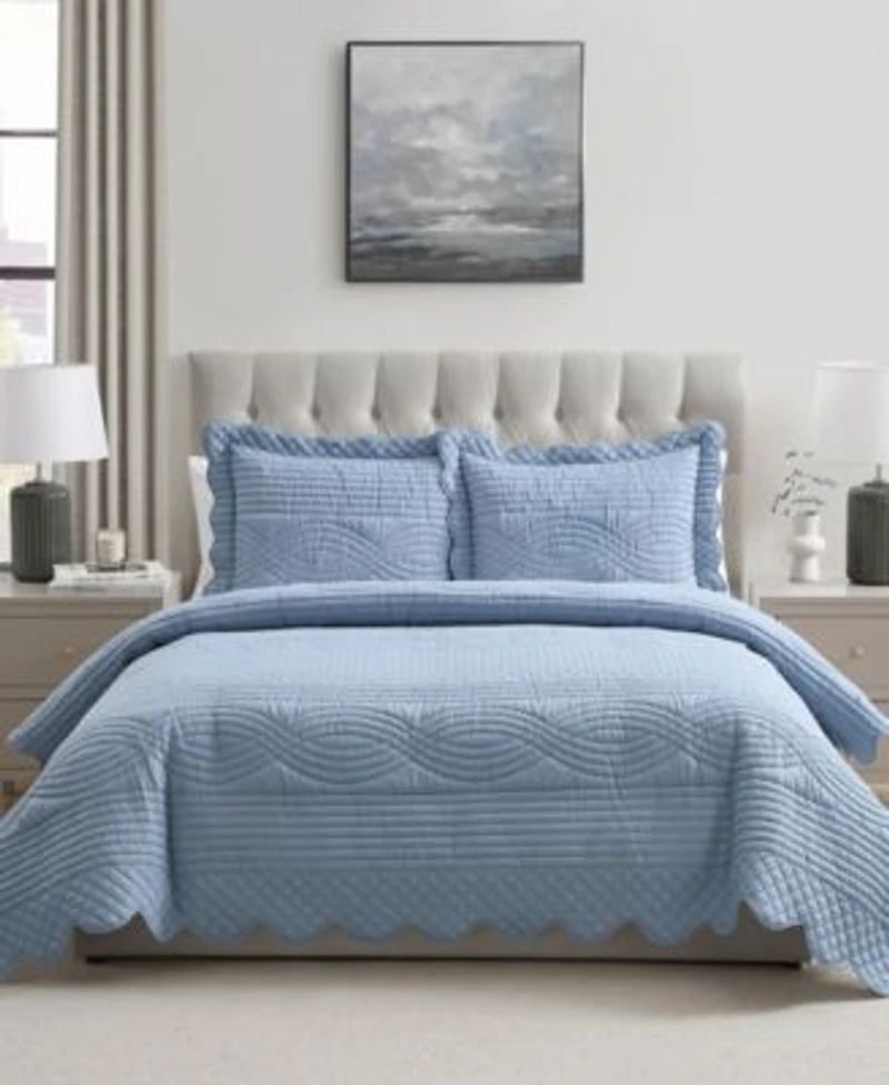 Vcny Home Scallop Microfiber Quilt Sets