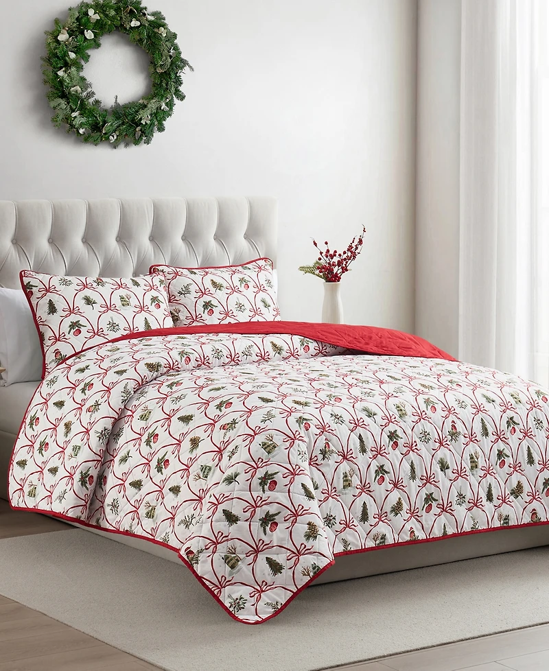 Vcny Home Christmas Bow Microfiber 2-Pc. Quilt Set, Twin