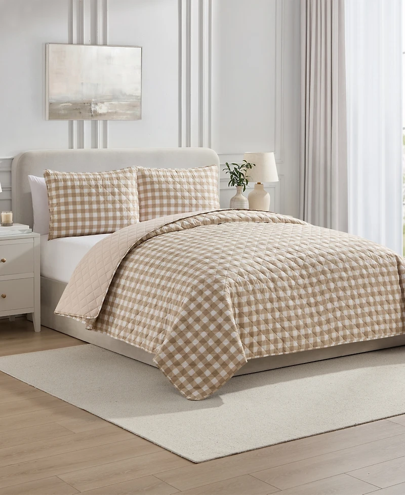 Vcny Home Gingham Microfiber 2-Pc. Quilt Set, Twin