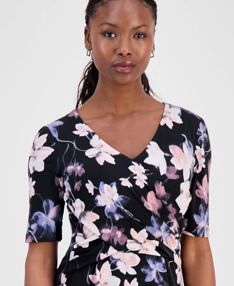 Connected Petite Half-Sleeve Sheath Dress