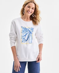 Style & Co Petite Vase Graphic Pull-On Sweatshirt, Macy's Exclusive