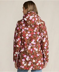 Lands' End Women's Squall Hooded Waterproof Print Raincoat