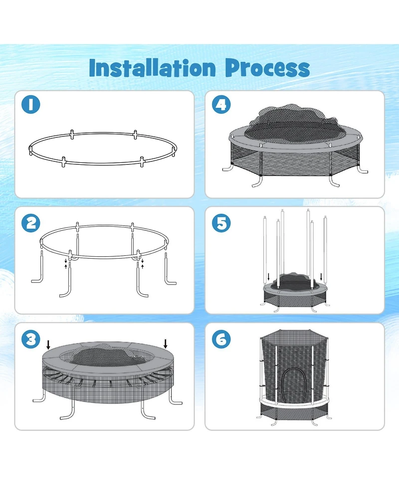 55 Inch Kids Recreational Trampoline Bouncing Jumping Mat with Enclosure Net