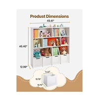 Slickblue 3-Tier Wooden Toy Storage Organizer with 11 Cubbies and Drawers