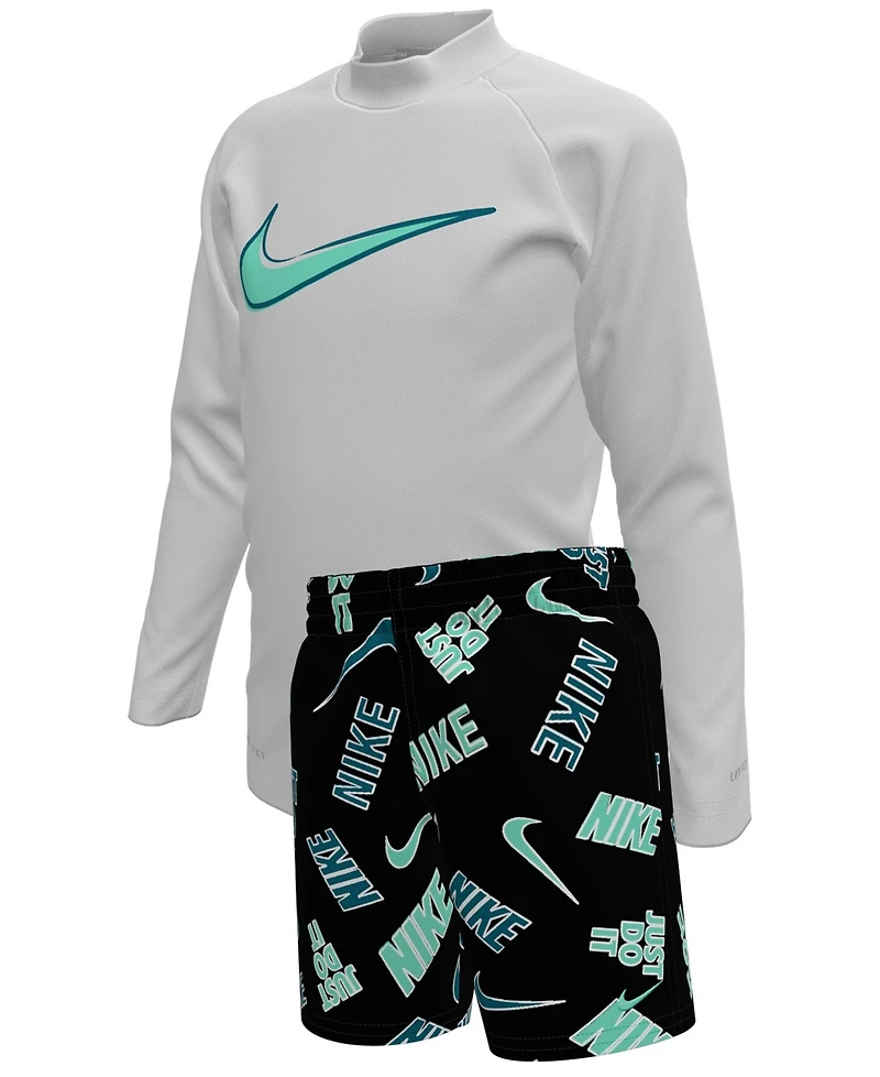 Nike Boys 4-7 Outline Rash Guard Top and Shorts, 2-Piece Set