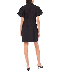 CeCe Women's Puff Sleeve Button Front Short Dress