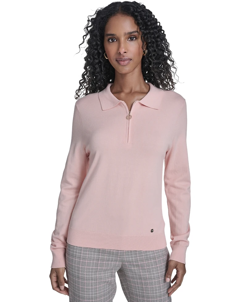 Tommy Hilfiger Women's Long-Sleeve Quarter-Zip Polo Sweater