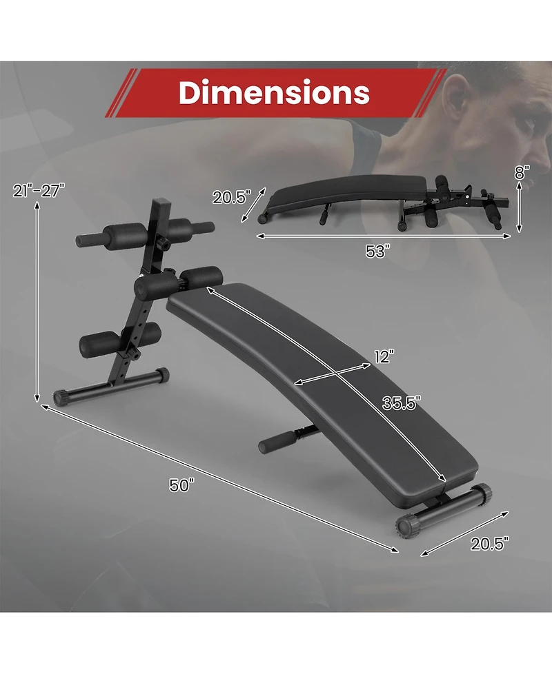 Sugift Adjustable Decline Sit Up Bench for Exercise for Home Gym