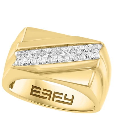 Effy Collection Men's Lab Grown Diamond Ring (7/8 ct. t.w.) in 14k Gold over Silver