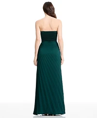Dress the Population Women's Kinley Strapless Pleated A-Line Maxi