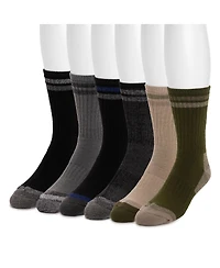 Muk Luks Men's 6 Pack Heat Retainer Crew Socks