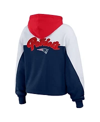Wear by Erin Andrews Women's Navy New England Patriots Plus Color Block Full-Zip Hoodie
