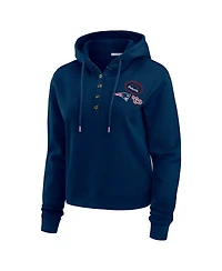 Wear by Erin Andrews Women's Navy New England Patriots Waffle Hoodie Pullover Top