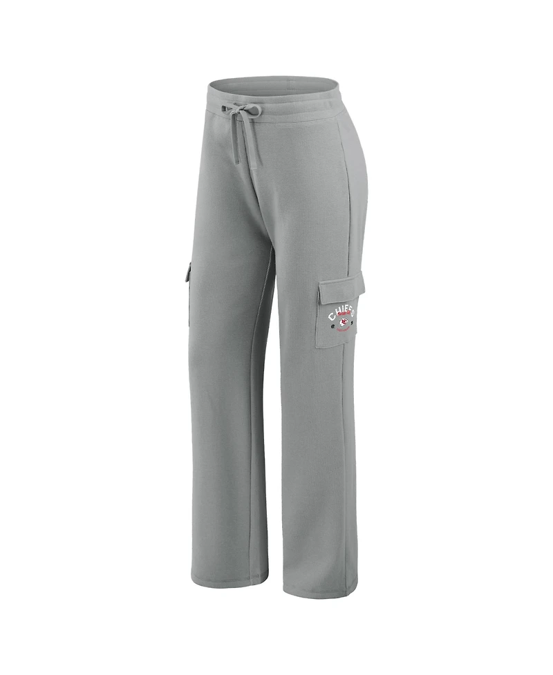 Wear by Erin Andrews Women's 2-Piece Gray Kansas City Chiefs Waffle-Knit Long-Sleeve Hoodie and Lounge Pant Set
