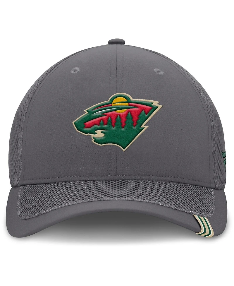 Fanatics Men's Gray Minnesota Wild Clincher Team Stripes Flex Hat