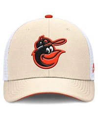 Nike Men's Natural Baltimore Orioles Cooperstown Collection Dri-fit Rise Trucker Adjustable Hat