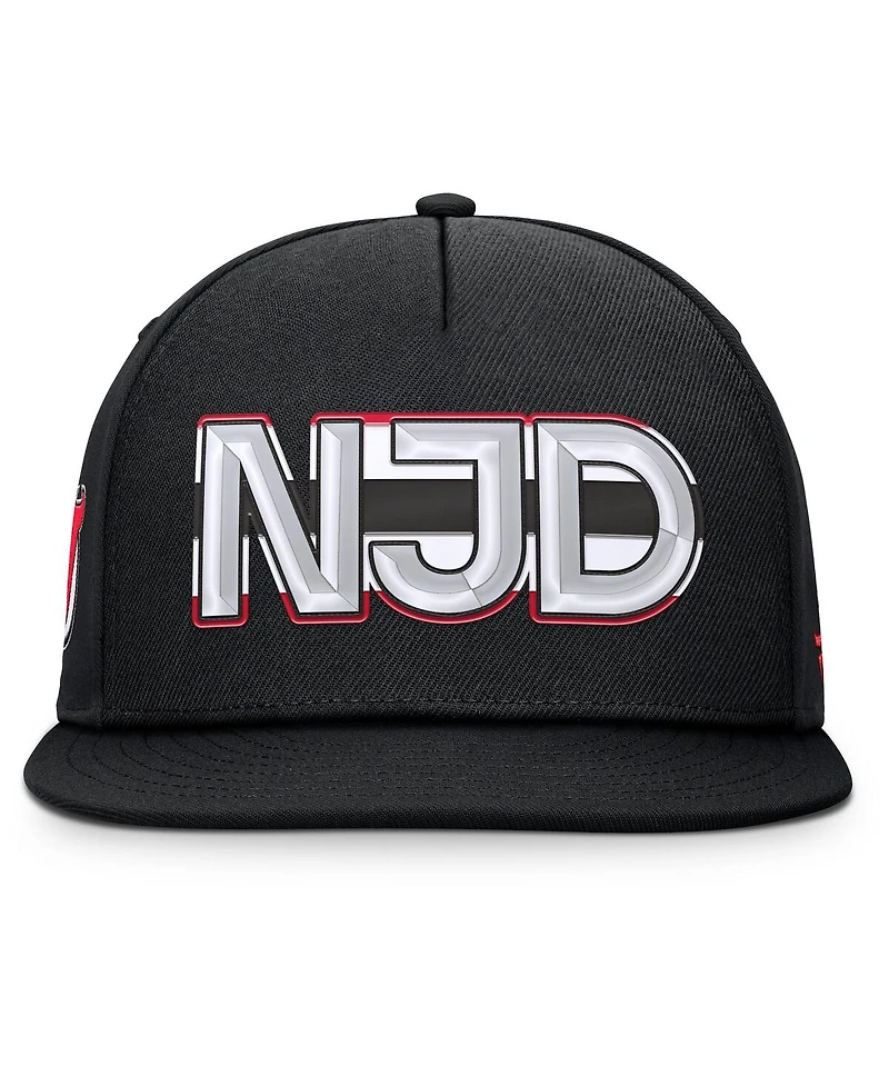 Fanatics Men's Black New Jersey Devils Authentic Pro Rink Team Code Snapback Hat